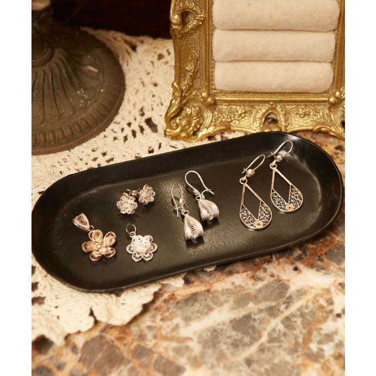 【欧州航路】銀細工マルタフィグリー ダブルフラワーピアス | アミナコレクション  | 詳細画像1 