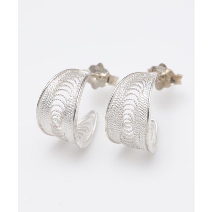 シルバー | 【欧州航路】銀細工マルタフィグリー シンプルフープピアス | アミナコレクション 