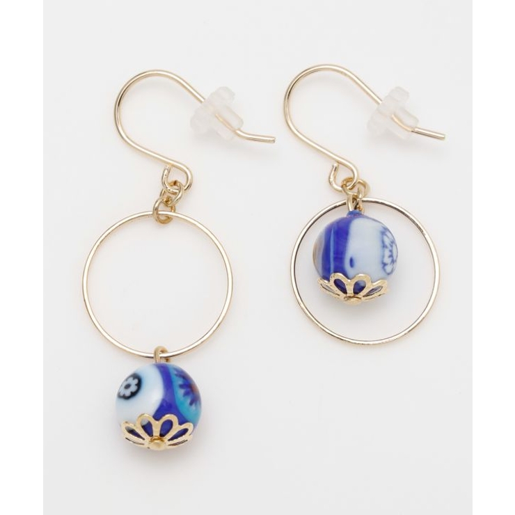ブルー | 【欧州航路】【ベネチアンガラス】ミルフィサークルピアス | アミナコレクション 