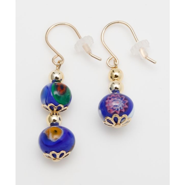 ブルー | 【欧州航路】【ベネチアンガラス】ミルフィレンピアス | アミナコレクション 