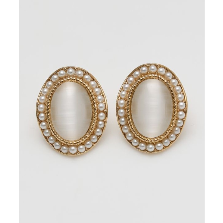 ホワイト | 【欧州航路】キャッツパールピアス | アミナコレクション 