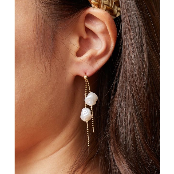 ゴールド | 【マウナロア】チェーンパールピアス | アミナコレクション 