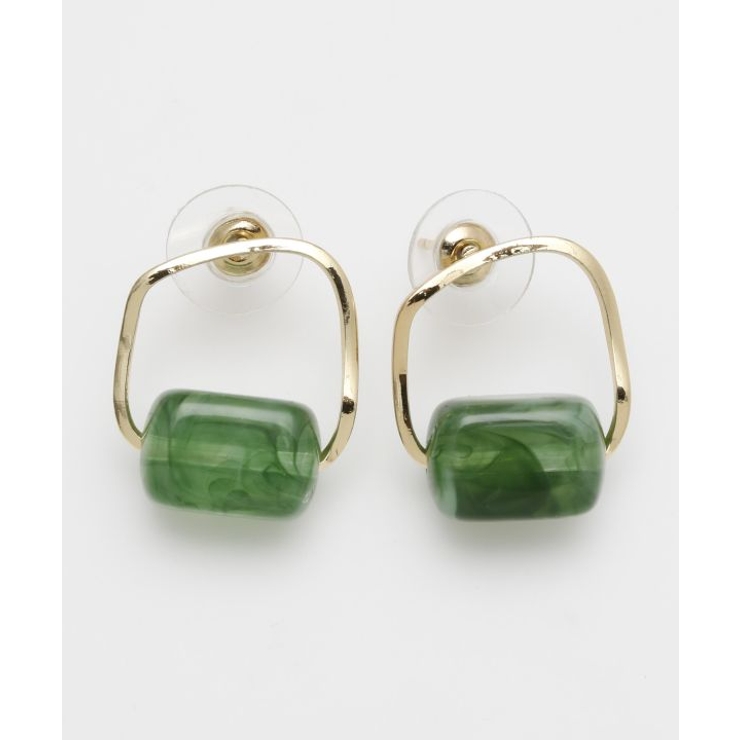 グリーン | 【マウナロア】スクエアビーズピアス | アミナコレクション 