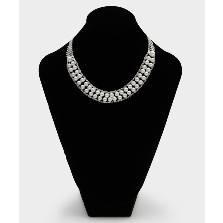 シルバー | 【マウナロア】パールビジューネックレス | アミナコレクション 