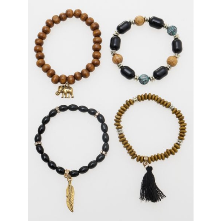 【チャイハネ】エスニックビーズブレスレット 4本セット | アミナコレクション  | 詳細画像1 