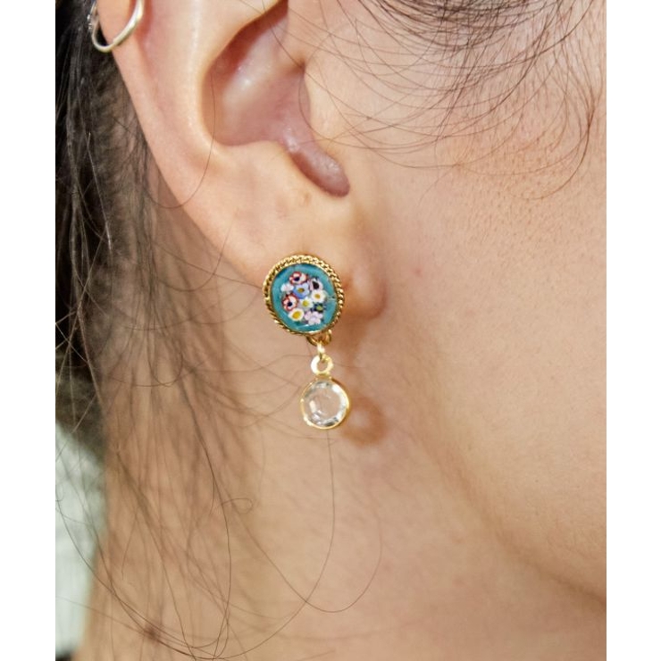 【欧州航路】【ベネチアンガラス】モザイクポストミニマルピアス | アミナコレクション  | 詳細画像1 