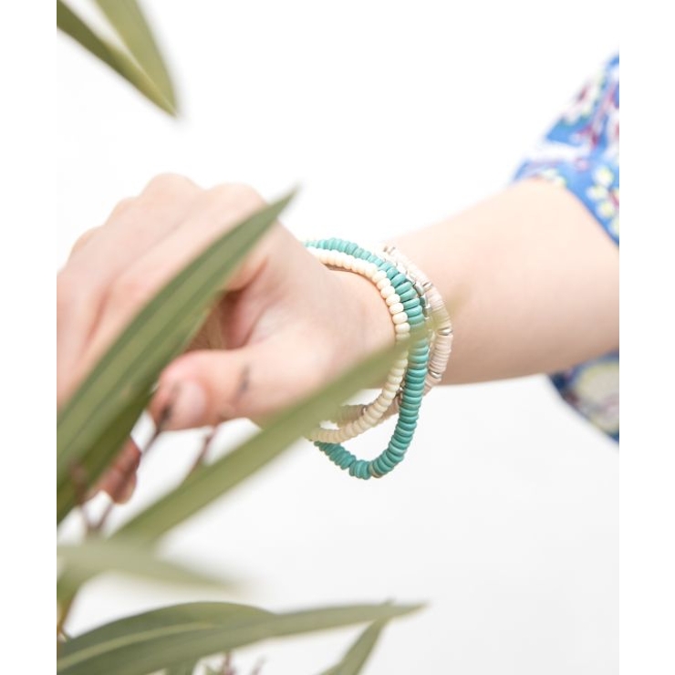 【チャイハネ】レイラセットブレスレット WHITE×TURQUOISE | アミナコレクション  | 詳細画像1 