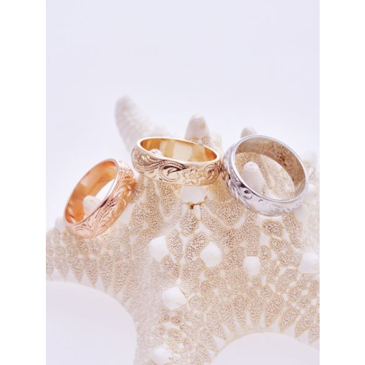 【Kahiko】プルメリア＆スクロールリング 6mm幅 | アミナコレクション  | 詳細画像1 