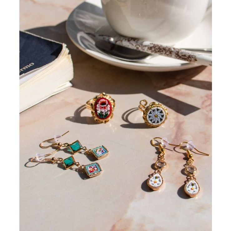 【欧州航路】	【ベネチアンガラス】モザイクフックミニマルピアス | アミナコレクション  | 詳細画像2 