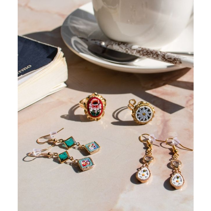 【欧州航路】	【ベネチアンガラス】モザイクフックミニスクピアス | アミナコレクション  | 詳細画像2 