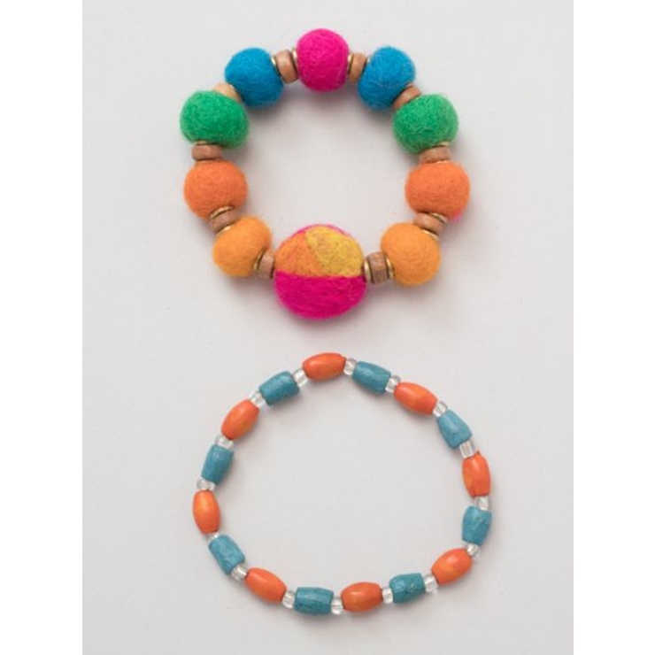 【チャイハネ】カラフルフェルトボールブレスレット2本セット | アミナコレクション  | 詳細画像3 