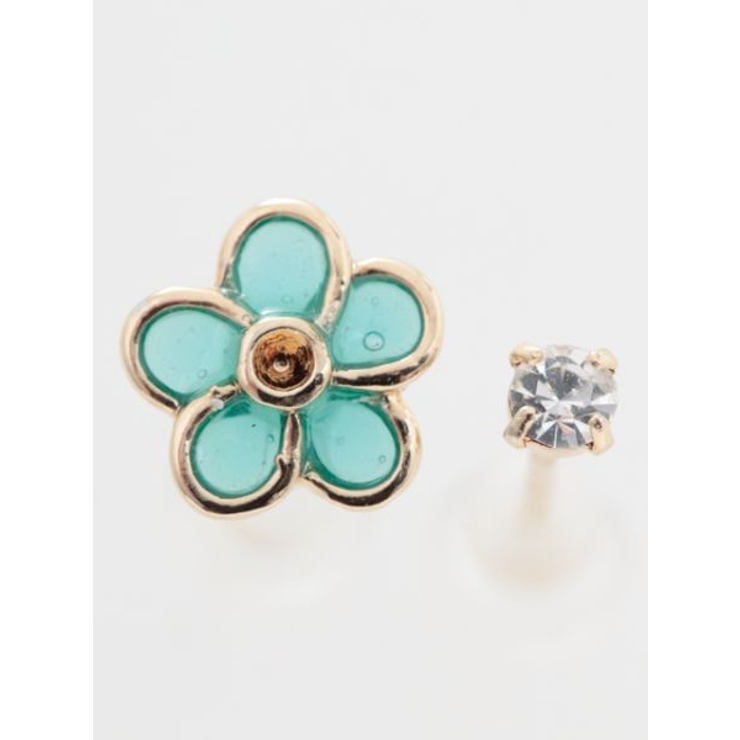 ターコイズブルー | 【Kahiko】プルメリアアシンメトリーピアス | アミナコレクション 