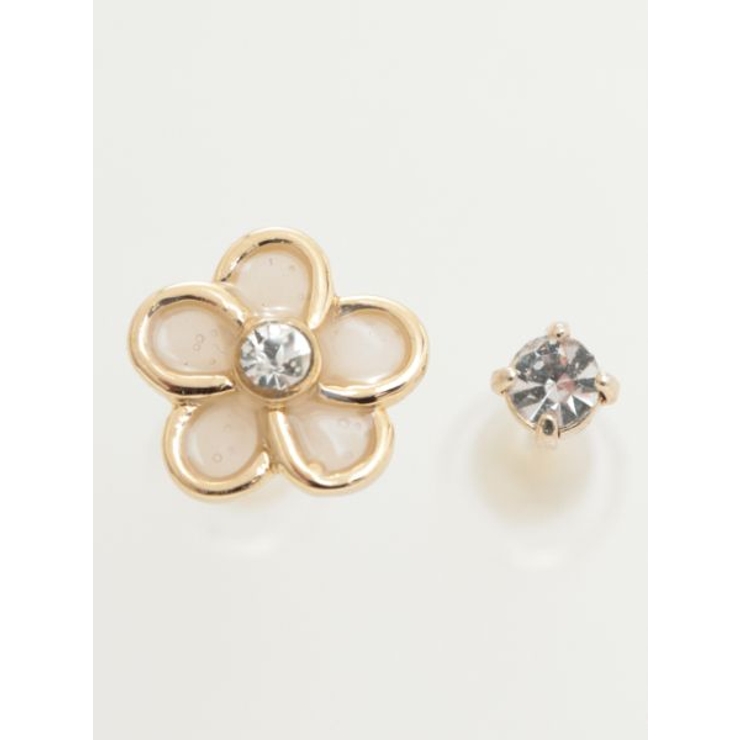 ホワイト | 【Kahiko】プルメリアアシンメトリーピアス | アミナコレクション 