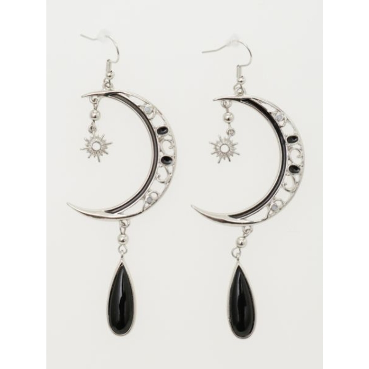 ブラック | 【チャイハネ】太陽と三日月ピアス | アミナコレクション 