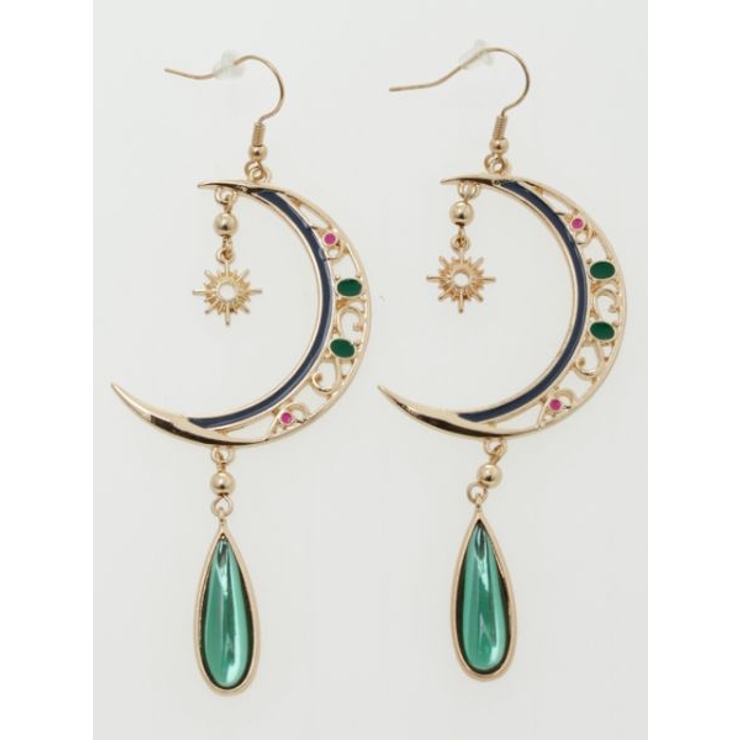 グリーン | 【チャイハネ】太陽と三日月ピアス | アミナコレクション 