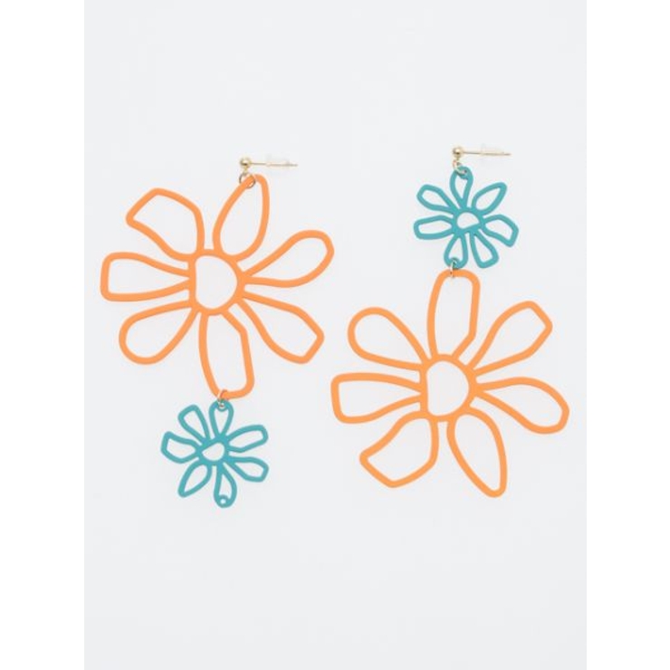 ターコイズブルー | 【チャイハネ】2トーンカラーフラワーピアス 韓国 | アミナコレクション 