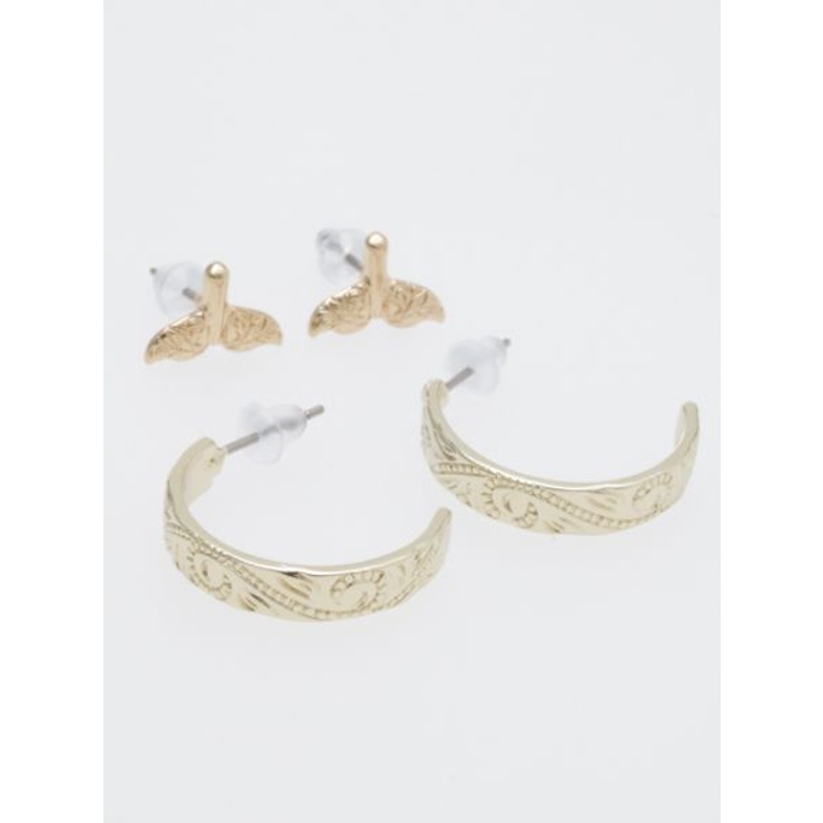 ゴールド | 【Kahiko】ハワジュ風ホエールテールピアス4点セット | アミナコレクション 