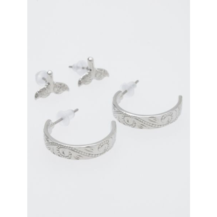 シルバー | 【Kahiko】ハワジュ風ホエールテールピアス4点セット | アミナコレクション 