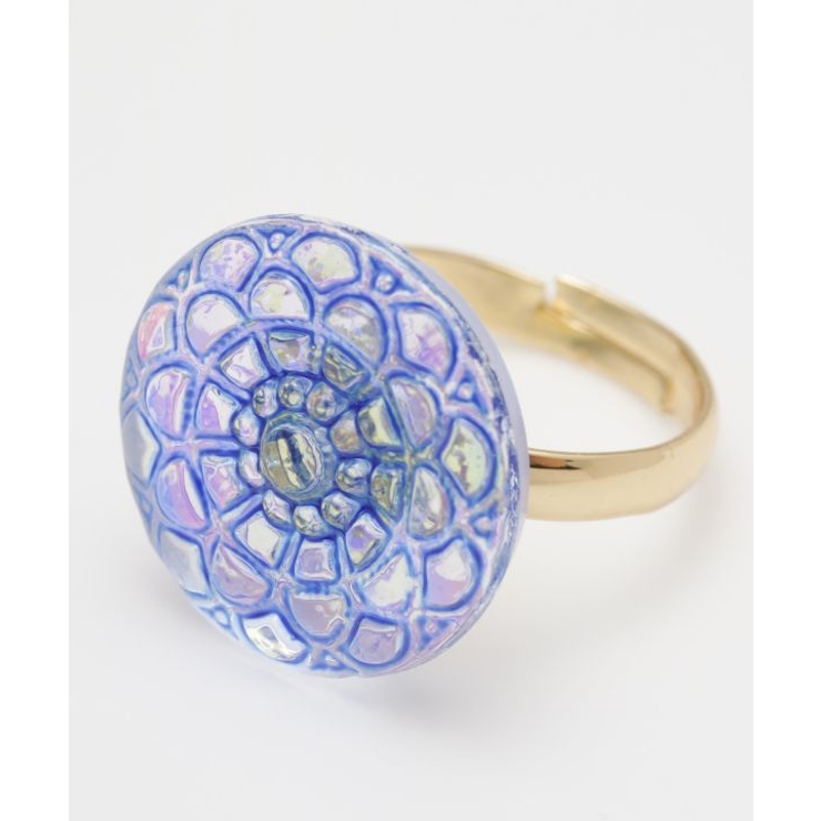 ブルー系その他 | 【欧州航路】チェコガラスボタンリング | アミナコレクション 