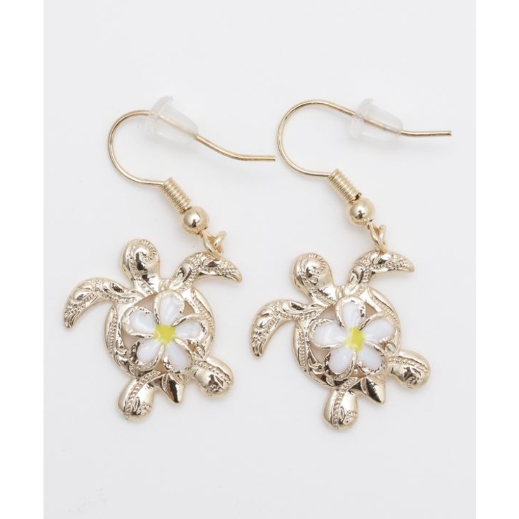 【Kahiko】ホヌ＆プルメリアピアス | アミナコレクション  | 詳細画像1 