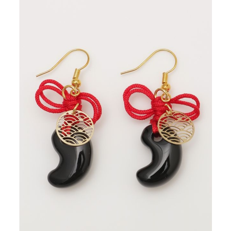 ブラック | 【カヤ】勾玉結びピアス | アミナコレクション 