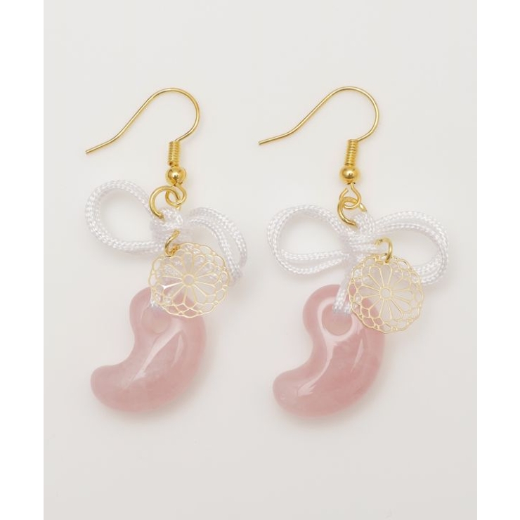ライトピンク | 【カヤ】勾玉結びピアス | アミナコレクション 