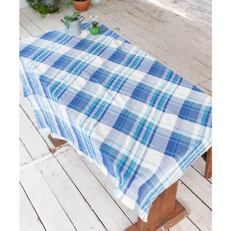 ブルー | 【チャイハネ】イタワ織りチェック柄マルチクロス Mサイズ | アミナコレクション 