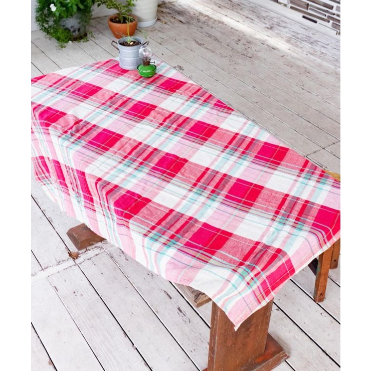 ピンク | 【チャイハネ】イタワ織りチェック柄マルチクロス Mサイズ | アミナコレクション 