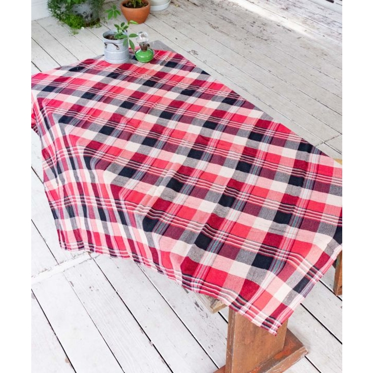 レッド | 【チャイハネ】イタワ織りチェック柄マルチクロス Mサイズ | アミナコレクション 