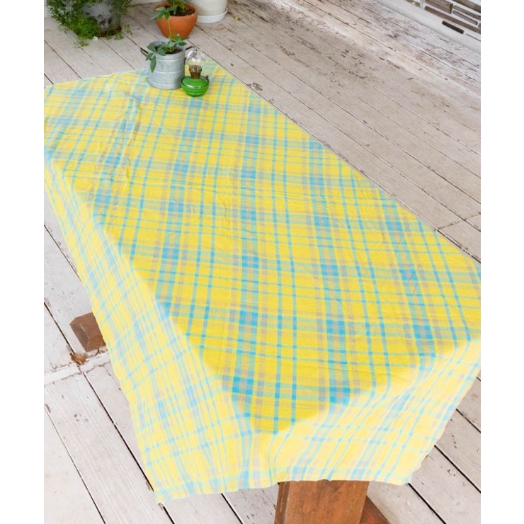 イエロー | 【チャイハネ】イタワ織りチェック柄マルチクロス Mサイズ | アミナコレクション 