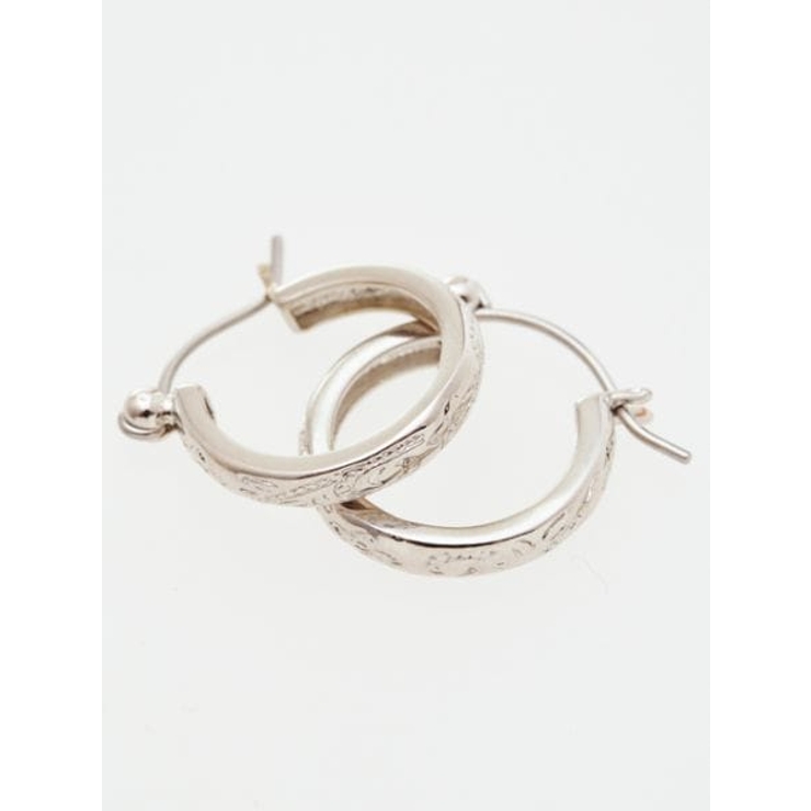 シルバー | 【Kahiko】プルメリア＆スクロール フープピアス | アミナコレクション 