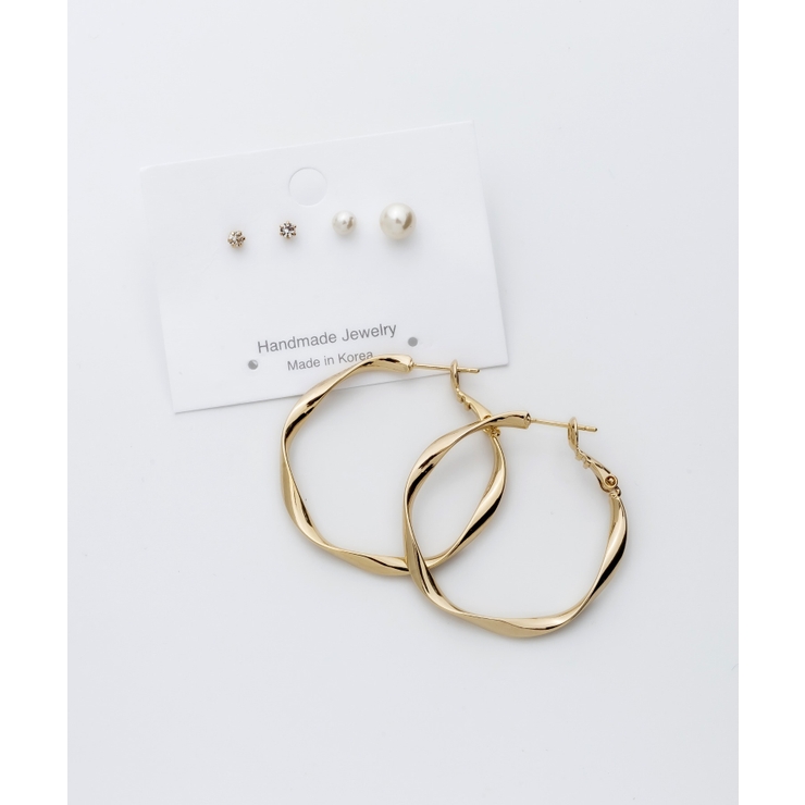 ゴールド | ねじりピアス × パールピアス 3ピアスセット | ciite'