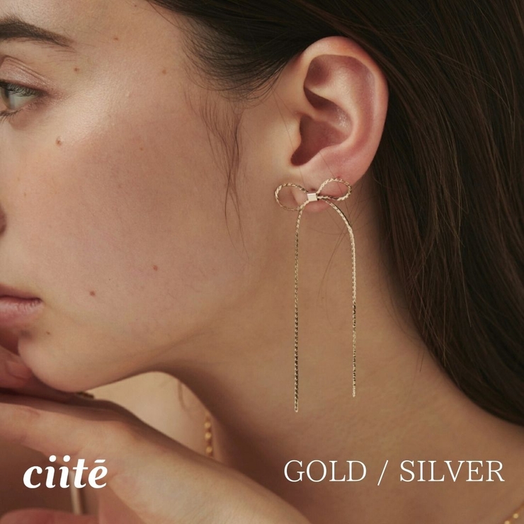チェーンリボンピアス | ciite' | 詳細画像1 