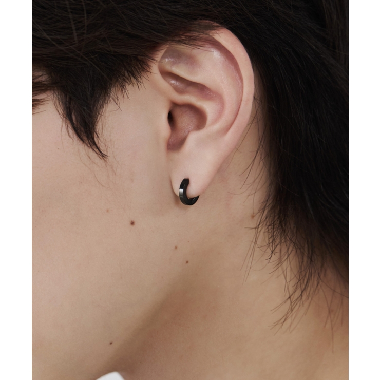ブラック | 【 金属アレルギー対応 】シンプルフープピアス 直径10mm, 幅2mm | wyz