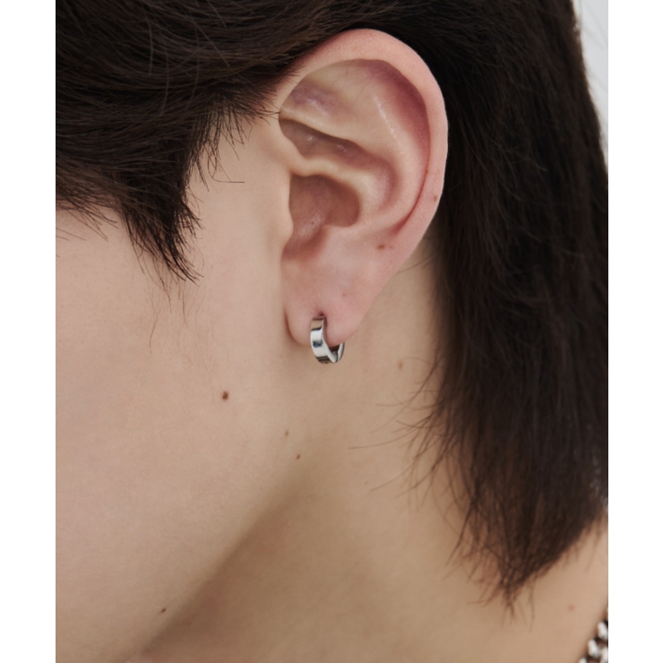 シルバー | 【 金属アレルギー対応 】シンプルフープピアス 直径10mm, 幅3mm | wyz