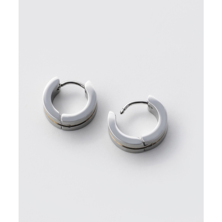 【金属アレルギー対応】ゴールドラインフープピアス直径:13mm, 幅:5mm | wyz | 詳細画像3 