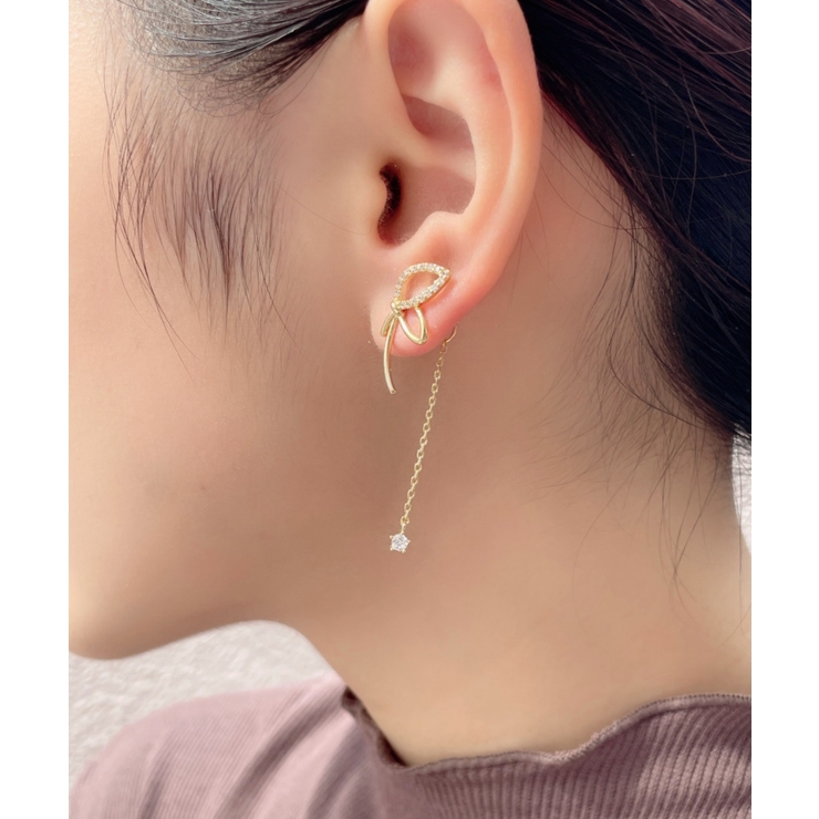 ゴールド | フラワーチェーン ドロップバックキャッチ ピアス | ciite'