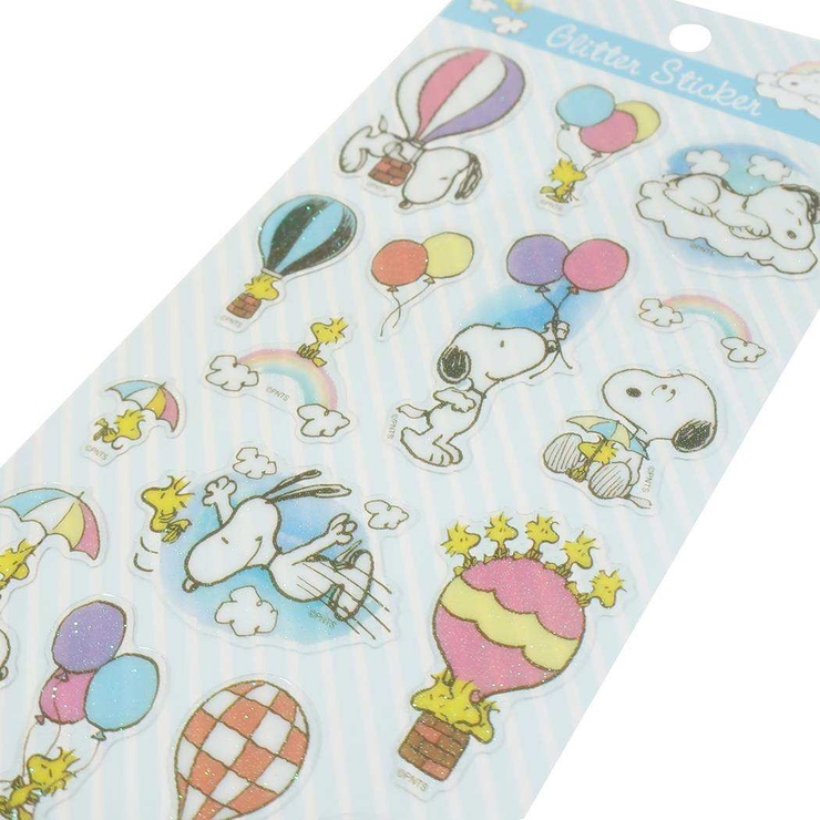 スヌーピーラメミニステッカーシールシートバルーンピーナッツS＆Cコーポレーション手帳デコDECOシールかわいい女の子キャラクターグッズシネマコレクション