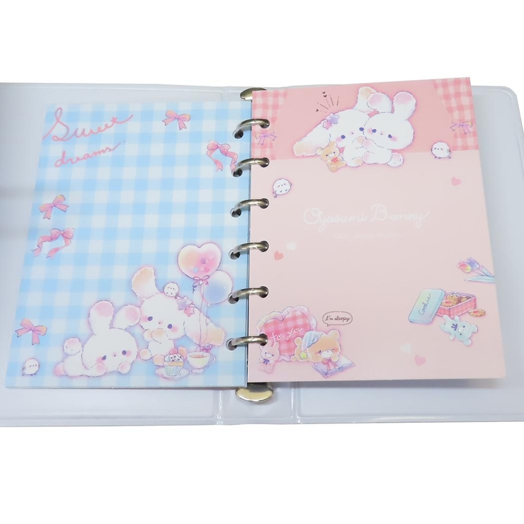 バインダーカバー A6 ホワイト ドット ストライプ ティー