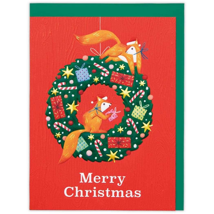 Kintaro　クリスマスカード　リース クリスマスカード 海外デザインカード リスとリース[品番：BREW0158496
