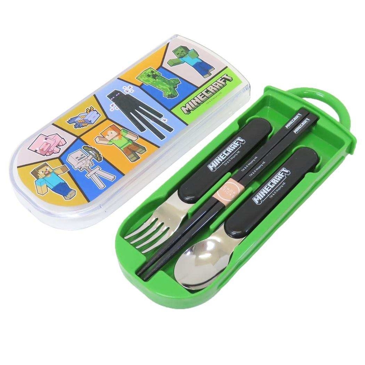 マインクラフト お箸＆フォーク＆スプーンセット 抗菌食洗対応スライドトリオセット | cinemacollection | 詳細画像1 