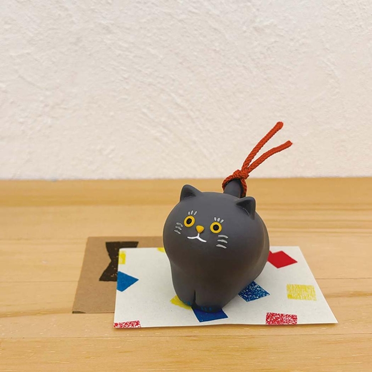 インテリア雑貨 にゃん福土鈴 クロ ねこ デコレ 置物 かわいい