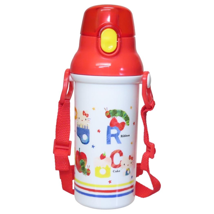 はらぺこあおむしxハローキティ 水筒 抗菌食洗器対応直飲プラワンタッチボトル | cinemacollection【KIDS】 | 詳細画像1 