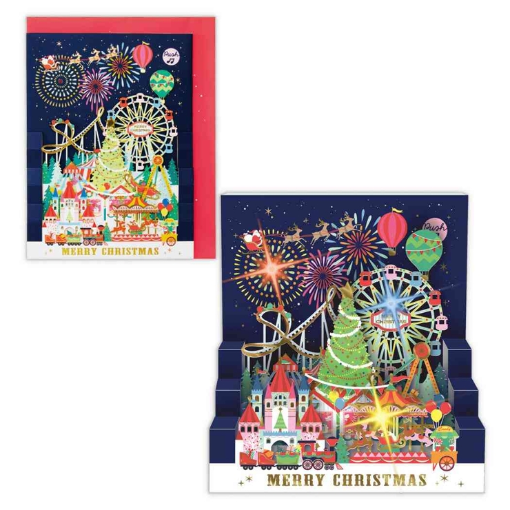 クリスマスカード 立体オルゴールカード LEDレーザー遊園地 | cinemacollection | 詳細画像1 