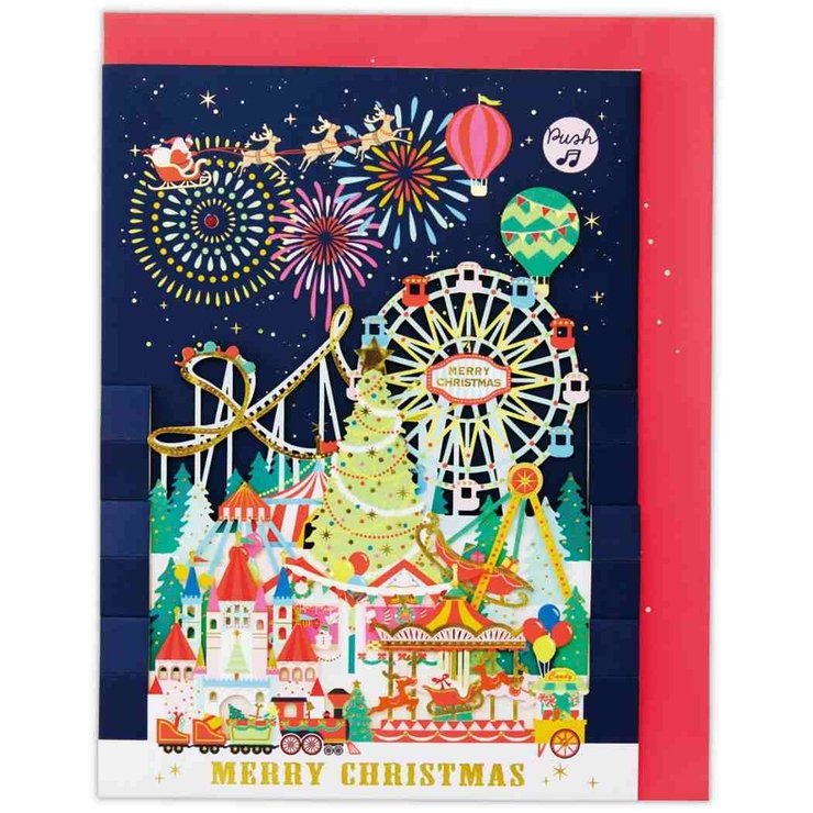 クリスマスカード 立体オルゴールカード LEDレーザー遊園地 | cinemacollection | 詳細画像2 
