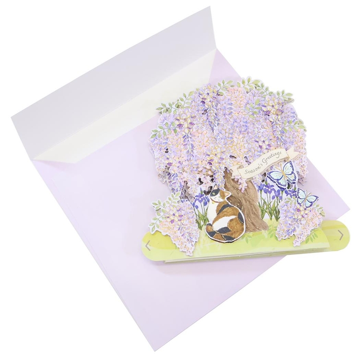グリーティングカード 春スライドポップアップカード 藤と猫 | cinemacollection | 詳細画像2 