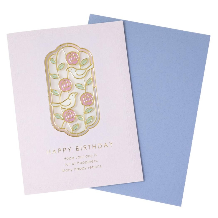 グリーティングカード ステンドグラスバースデーカード バラと小鳥 | cinemacollection | 詳細画像1 