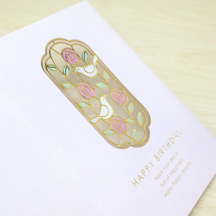 グリーティングカード ステンドグラスバースデーカード バラと小鳥 | cinemacollection | 詳細画像3 