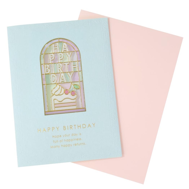 グリーティングカード ステンドグラスバースデーカード さくらんぼケーキ | cinemacollection | 詳細画像1 