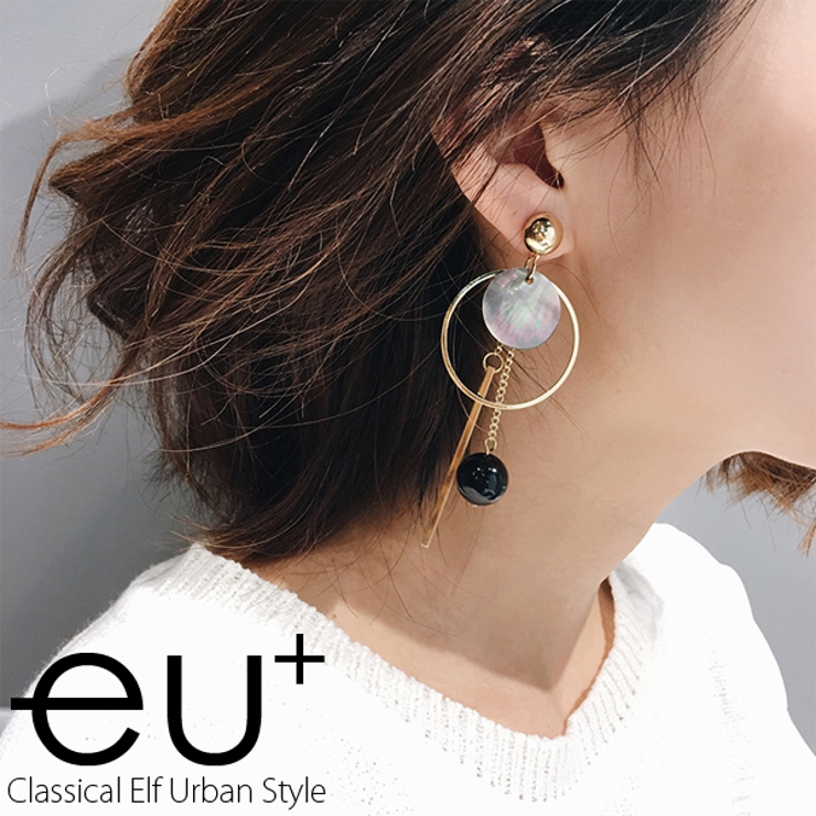 大ぶりピアス リング×キュービックかっこいい大人目カラーのピアス